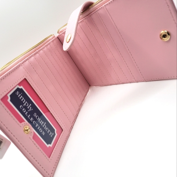 Simply Southern Leather Double Zip Wallet PINK - Picture 4 of 4